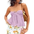 thumbnail image 2 of Women Summer Tops Women Tube Top Summer Off Shoulder Strapless Top Elegant Bandeau Off Shoulder Cold Tops for Cute Bodysuit Casual Lace Womens plus Size Undershirt Adult Purple M, 2 of 7