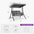 thumbnail image 2 of PURPLE LEAF Porch Swing with Adjustable Tilt Canopy 2-Seat Patio Swing with Stand and Meatl Steel Frame All-Weather Outdoor Swing Chair Seat for Backyard Garden Deck Balcony, Grey, 2 of 9