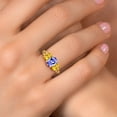 thumbnail image 4 of Gem Stone King 18K Yellow Gold Plated Silver Blue Tanzanite and Yellow Citrine Filigree Style 3 Stone Ring for Women (2.06 Cttw, Oval 8X6MM and 6X4MM) (Size 5), 4 of 6