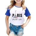 thumbnail image 1 of Boys Girls Summer Tops Tees Fashion Games Letter Graphic Printed Raglan Color Block Short Sleeved Pullover Tee Blouse Spring Shirts For Boy 3-4T, 1 of 4