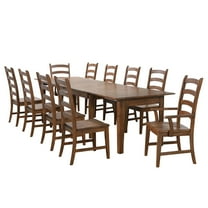 Simply Brook 11-PC Farmhouse 62-134" Expanding Dining Table Set Amish Brown Wood