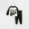 thumbnail image 2 of Big Outfits for Boys Dinosaur Print Long Sleeve Pants Casual Two Piece Winter Spring Kids Loose Fit Fall Clothes Black Size 9-10T, 2 of 8