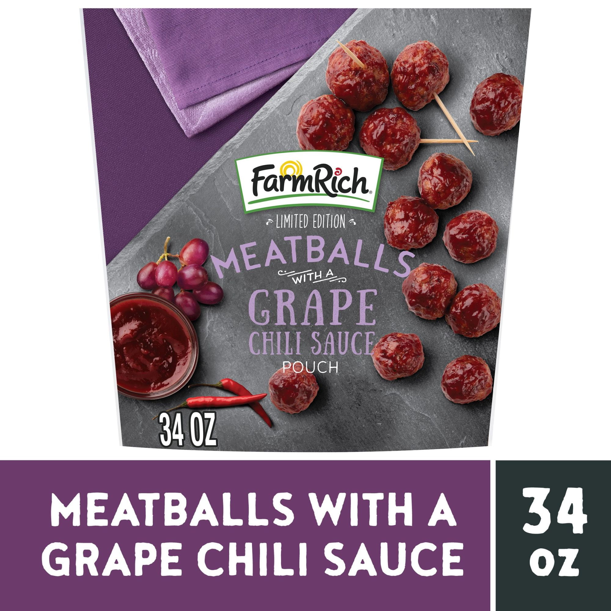 Farm Rich Limited Edition Meatballs with Grape Chili Sauce, Frozen, 34