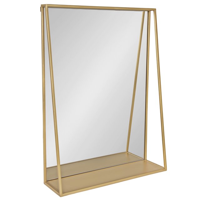 Kate and Laurel Miroir Mi-Siècle avec Étagère de Rangement, 18 Pouces x 24 Pouces, Or