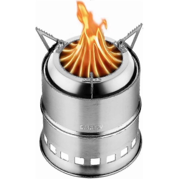 Canway Camping Stove Mini Wood Stovebackpacking Survival Stove Windproof Anti-slip Portable Stainless Steel Wood Burning Stove With Handle Nylon Carry