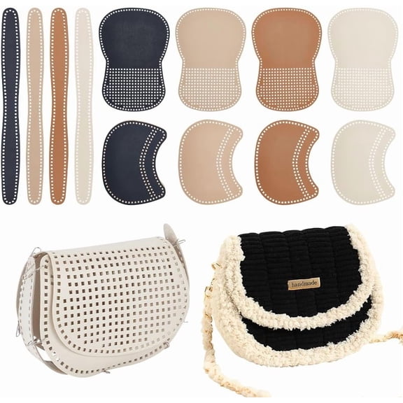 4 Sets DIY PU Leather Bag Knitting Set PU Leather Mesh Sheet Kit for Crochet Bag Making Handmade Handbag Crochet Kit for Acrylic Yarn Crafting Knit and Crochet Projects 4 Colors Colorful DIY
