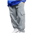 thumbnail image 2 of FDGIU Trousers Plus Velvet Men Fashion Fall/Winter Plush Loose Straight Drawstring Multi Pocket Casual Sports Work Pants Heavyweight Fleece Cargo Pants, 2 of 6
