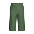 thumbnail image 6 of RYRJJ Bermuda Shorts for Women Summer High Waisted Trendy Chino Shorts Plus Size Casual Straight Leg Pull On Flat Front Shorts(Green,S), 6 of 8