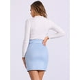 thumbnail image 3 of DARING DIVA Women's Faux Suede Skirt Belted Pencil Skirts L Light Blue, 3 of 6