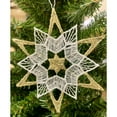 thumbnail image 4 of Gold and White Stars German Lace Christmas Tree Ornaments Set of 6 Snowflakes, 4 of 5