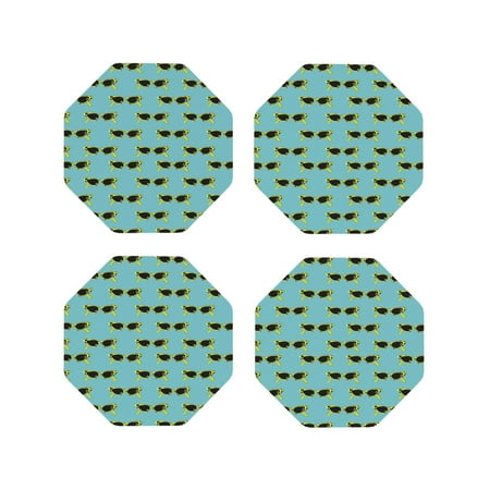 

Drink Coasters Set of 4 Retro Summer Sunglasses Leather Coasters for Coffee Table Protector Heat Resistant Cute Coasters for Home Decor Housewarming Gifts Bar Kitchen 4 Inch Octagon