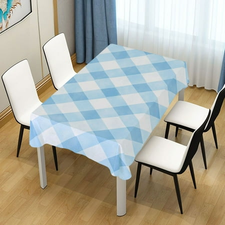 

54x72 Inch Tablecloth Polyester Square Tablecloth for Home Kitchen Dinner Decor Light Blue and White Tartan