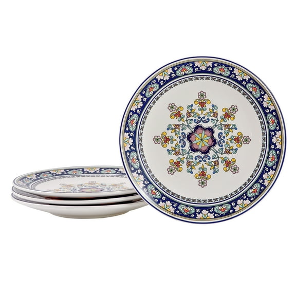 Bico Mandala Kaleidoscope Ceramic 11 inch Dinner Plates, Set of 4, for Pasta, Salad, Maincourse, Microwave & Dishwasher Safe