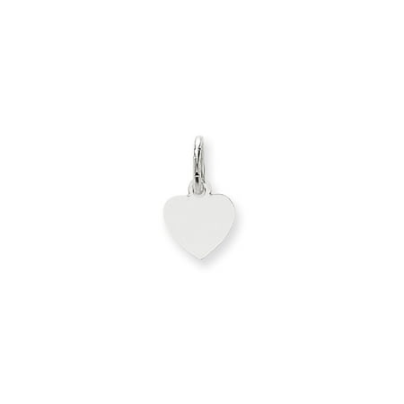 - Solid 14k White Gold Plain .018 Gauge Engravable Heart Pendant Charm (9mm x 14mm)