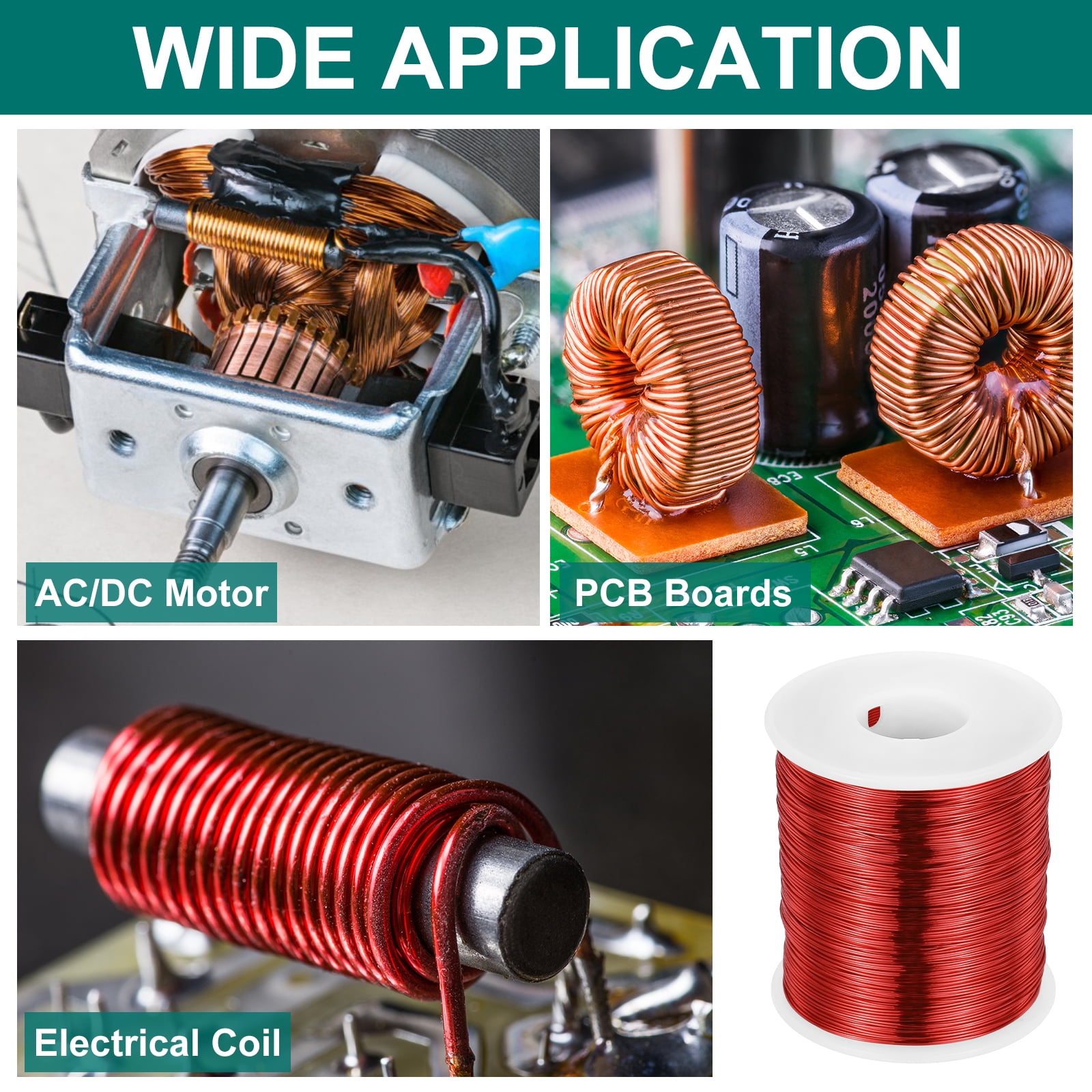 Uxcell 24 AWG Magnet Wire, 24 Gauge Enameled Copper Wire, 1 lb Magnetic Coil Wire for Transformer, Motor, Electric, 155C(311F)