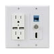thumbnail image 2 of Placa de pared cargador USB Hdmi 2 tomas de corriente 15A Phizli Keystone Blanca, 2 of 2