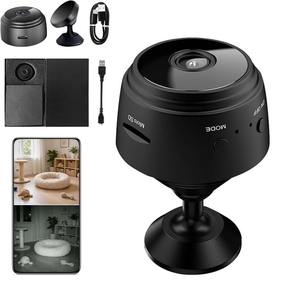 1080P Mini Wireless Camera, Indoor Outdoor Security with Audio, Compact Design With Night Vision, And Motion Alerts. Works For Home, Pet, Or Car Monitoring