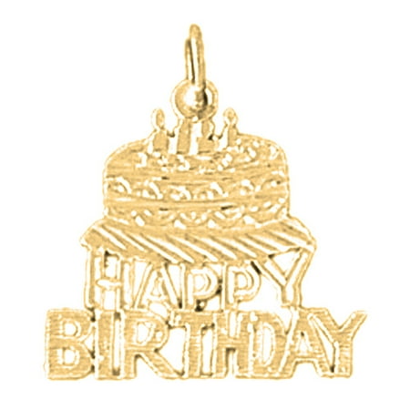 18K Yellow Gold Happy Birthday Pendant - 21 mm
