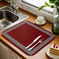 thumbnail image 3 of Dish Drying Mat for Kitchen Countertop, Geometric Greek Key Design Absorbent Microfiber Dish Mat Reversible Quick Dry Non Slip Draining Mat Kitchen Drying Pad for Dishes, Utensils 18x24 Inch Red, 3 of 9