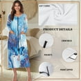 thumbnail image 6 of Yuyamidu Blue Maple Print Long Bath Robe for Women Butterfly Zipper Front Bathrobes Novelty Mid-Length Night Robe Size L Soft Zip Nightgowns Ladies Pajama House Coat, 6 of 7