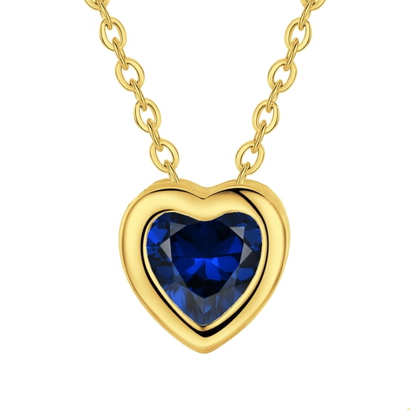Jiwoy Birthstone Necklace for Women Heart Pendant Necklace 3A Cubic Zirconia Stainless Steel 18k Gold Plated 18 Inches Chain