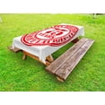 thumbnail image 1 of 75th Birthday Outdoor Tablecloth, Aged Worn Old Display of a Grunge Rubber Stamp with Congratulation Theme, Decorative Washable Fabric Picnic Table Cloth, 58 X 84 Inches,Red and White, by Ambesonne, 1 of 2