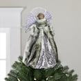 thumbnail image 2 of Northlight Christmas 16" Prelit Fiber Optic Angel in Silver Gingham Coat Tree Topper, 2 of 6