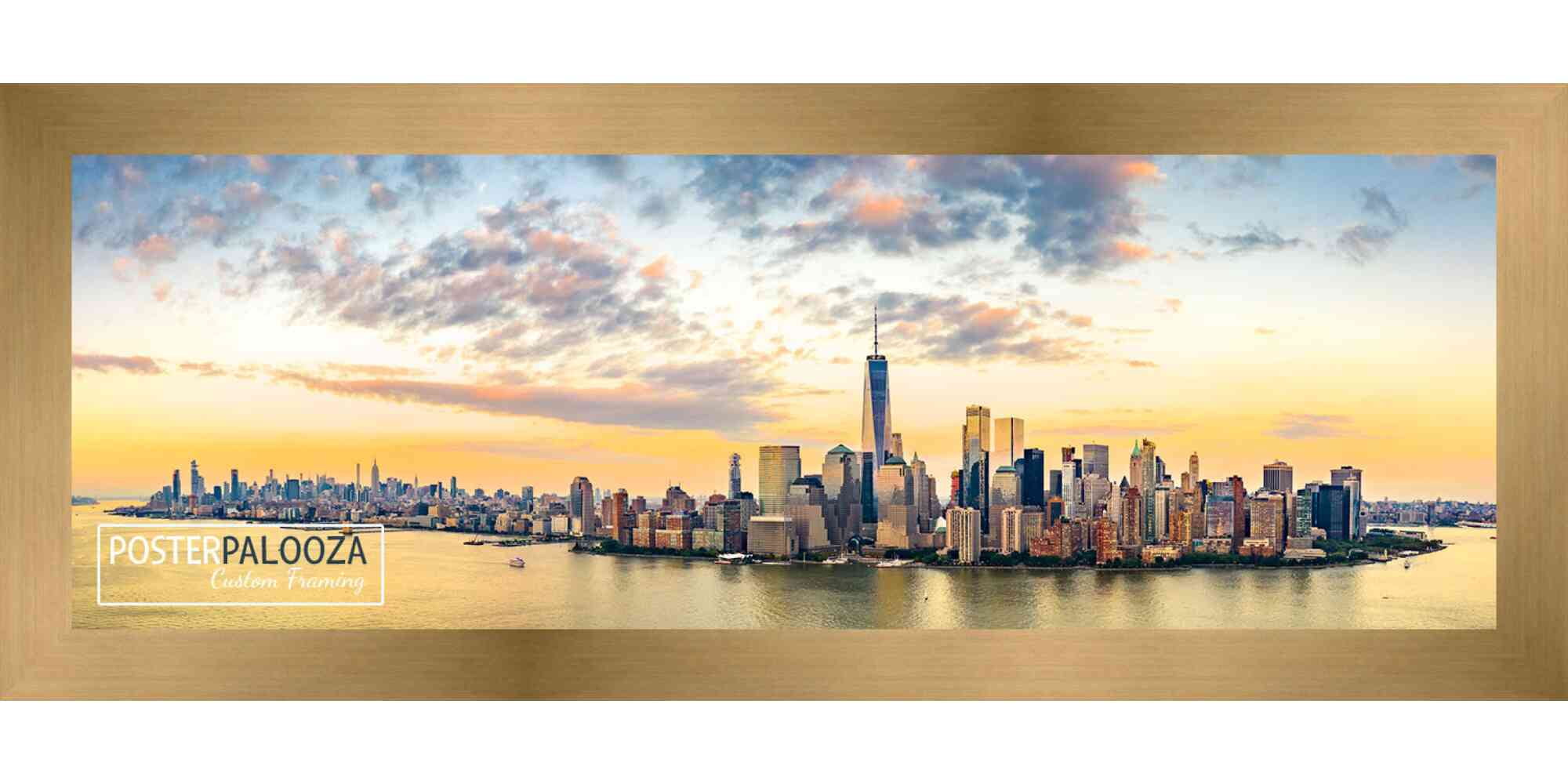 4x10 Gold Bronze Wood Picture Frame - UV Acrylic, Foam Board Backing, Hanging Hardware