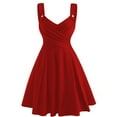 thumbnail image 2 of Elainilye Fashion Womens Dresses Solid Color Strap Dress Sleeveless V-neck Dress Date Night Dress,Red, 2 of 3