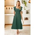 thumbnail image 2 of Vestido Miessial para mujer con volantes, manga corta, verano, verde esmeralda, 2 of 6