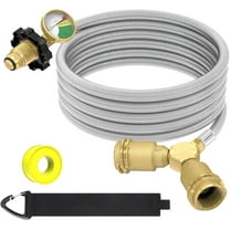 12FT Propane Hose with Propane Splitter 2 Way POL Tank Connector, Propane Y Splitter Adapter with Shut Off Valve, 2-Way LP Gas Adapter Tee Connector for 100lb Propane Tank,Heater,Camping Stove,Burner