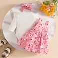 thumbnail image 4 of NOLDARES Newborn Baby Girl Outfits Long Sleeve Romper Suspender Dress 3Pcs Fall Winter Clothes Set(Pink,6-9 M), 4 of 9