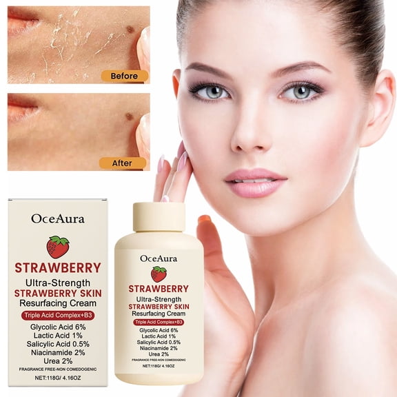 Daily Use Strawberry Body Cream - Gentle Exfoliating & Hydrating Skin Care, 4.16 oz, Soft Texture, External Use Moisturizer, Personal Care Cream, Adults, for Sensitive Skin Makeup Organizers