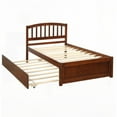 thumbnail image 5 of Twin Size Wood Platform Bed Frame with Trundle, No Box Spring, Walnut for Bedroom, 5 of 10