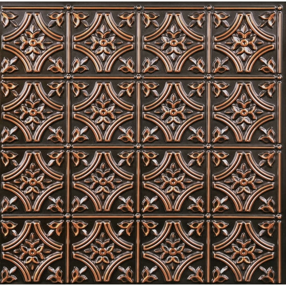 Valencia 2 ft. x 2 ft. Glue-Up Vinyl Ceiling Tile in Antique Copper