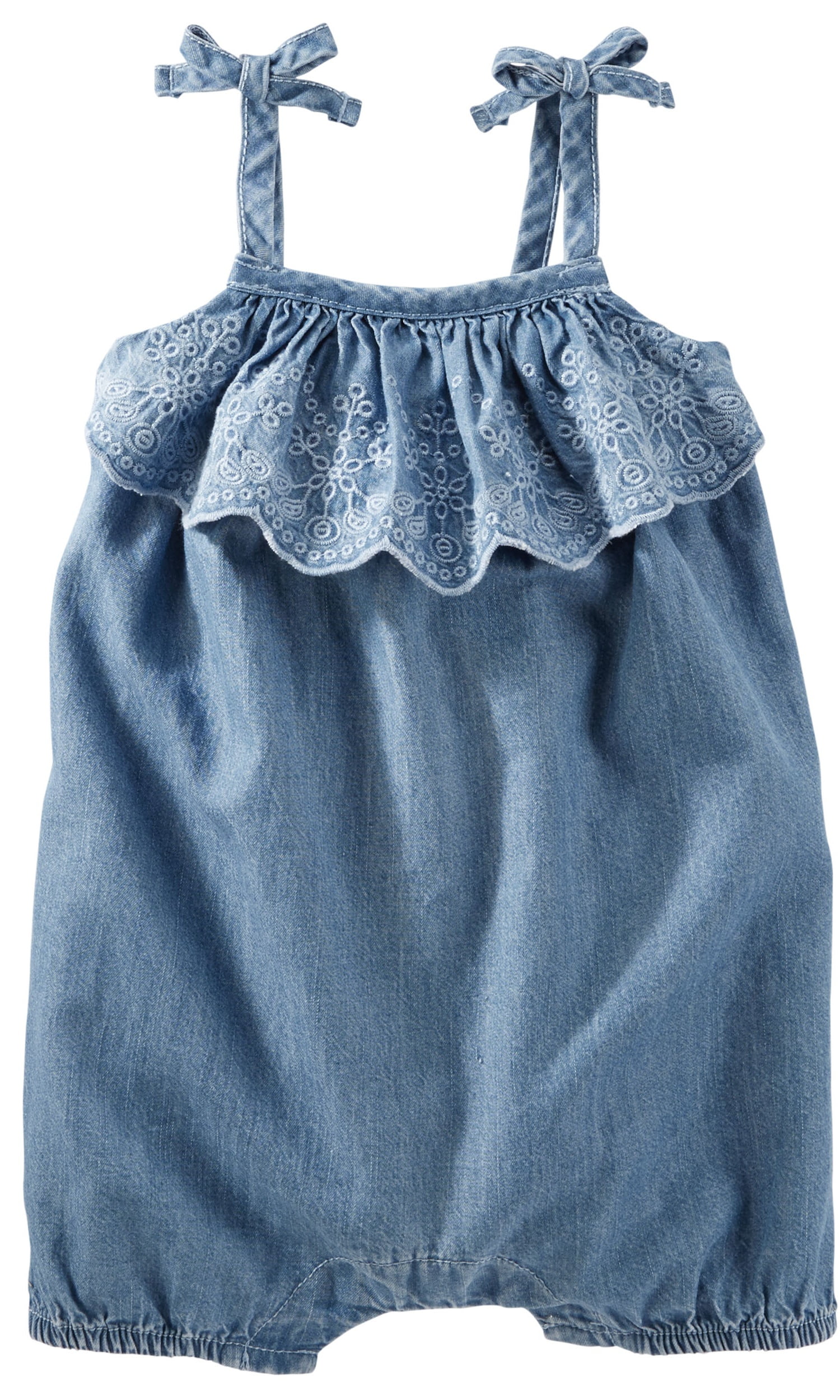 6 Months Oshkosh Bgosh Baby Girls 2-piece Embroidered Chambray Dress Blue