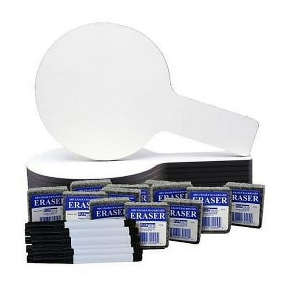 Flipside Products  Mini Dry Erase Answer Paddles with Pens & Erasers, Class - Pack of 12