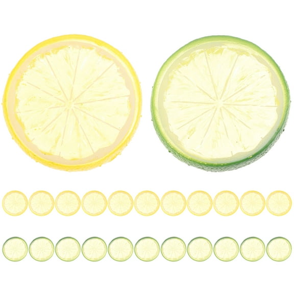 Voiceine 24pcs Artificial Lemon Slices Simulation Lemon Slices Kitchen Table Fake Fruit Decors