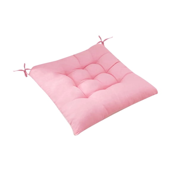 Soft Cotton Patio Seat Cushion with Ties, Breathable Indoor Outdoor Dining Chair Pad, Comfortable Non-Slip Chair Cushion for Home & Garden(15.7Inch,Pink)