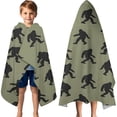thumbnail image 3 of Green Bigfoot Pattern Hooded Bath Towel，60"x35" for Ages 3 To 12 Kids, Quick Dry Lightweight Soft Microfiber Hood Beach Towel Cover Up for Kids, 3 of 7