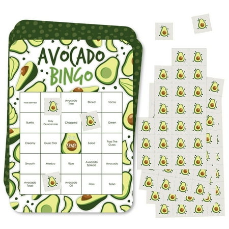 Big Dot of Happiness Hello Avocado - Bingo Cards and Markers - Fiesta Party Bingo Game - Set of 18