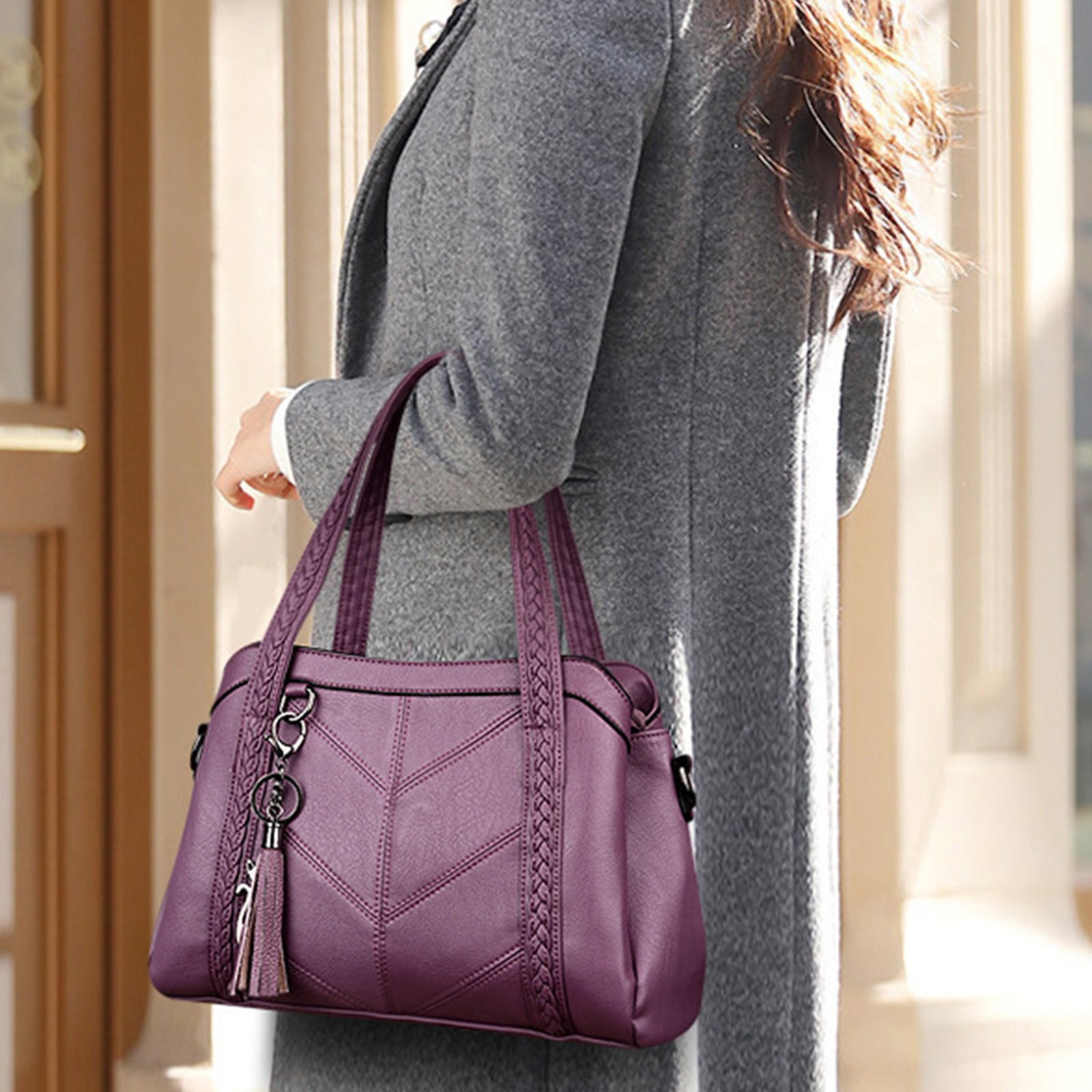 Belrova Vintage Leather Tote Handbags for Women Soft Shoulder Bag Crossbody Purse with Adjustable Strap