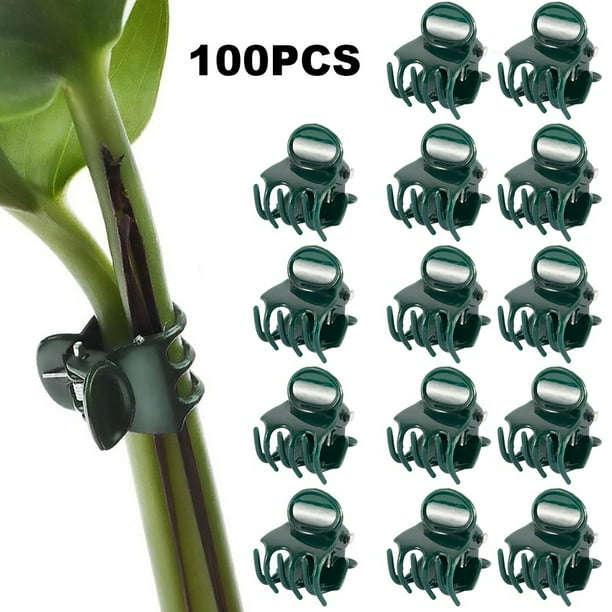 Willstar 100Pcs Dark Green Plant Support Clips Garden Ulable Orchid