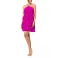 thumbnail image 2 of Aqua NEW FUCHSIA Women's Corkscrew Ruffle Halter Mini Dress, US 2, 2 of 3