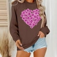 thumbnail image 2 of ibuvkizy Valentine's Day!Womens Sweatshirt Round Neck Lover's Love Print Sweatshirt Long Sleeved Pullover Top/shirt Coffee,L, 2 of 6
