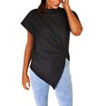 thumbnail image 3 of TYGHBN Women Summer Solid Color Top Knotted Asymmetrical Round Neck Knotted Short Sleeve T Shirt Short Sleeve T Shirt Ladies Long Sleeve T Shirts Long Sleeve T Shirt Tee Shirks for Women Burnout Tee, 3 of 7
