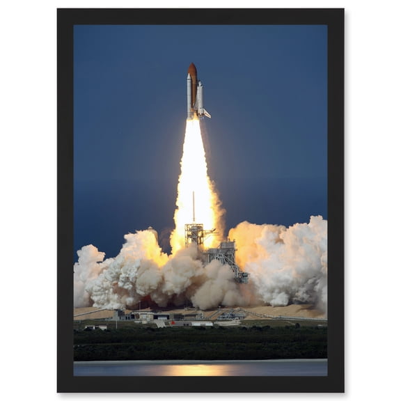 Shuttle Discovery Launch NASA International Space Station Artwork Framed Wall Art Print A4