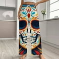 thumbnail image 2 of Mexico Flower Skulls Day Of The Dead Pajama Pants Comfortable Elastic Waist Pajamas Fashion Sleepwear Bottoms Plus Size Homewear, 2 of 6