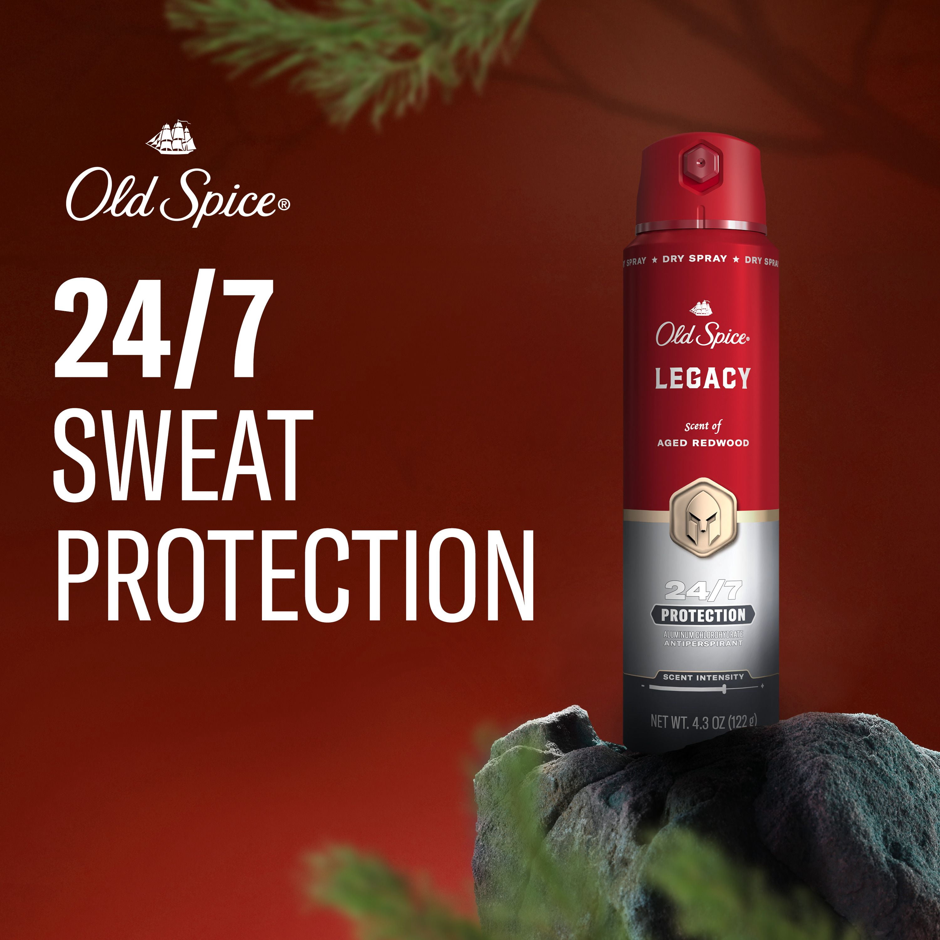 Vaporisateur pour le corps Old Spice Collection rouge pour hommes, parfum Legacy, parfum rafraîchissant, protection contre les odeurs toute la journée, fraîcheur longue durée