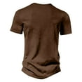 thumbnail image 4 of Qwertyu Mokaloha Mens Shirts, Retro Washed Distressed Solid Color Casual Short Sleeve Henley Tops with Pockets Brown 2XL, 4 of 5
